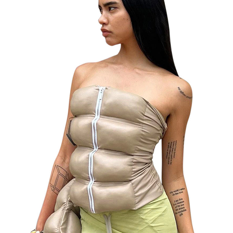 Damen gepolstertes Bustier mit Reißverschluss Sovae