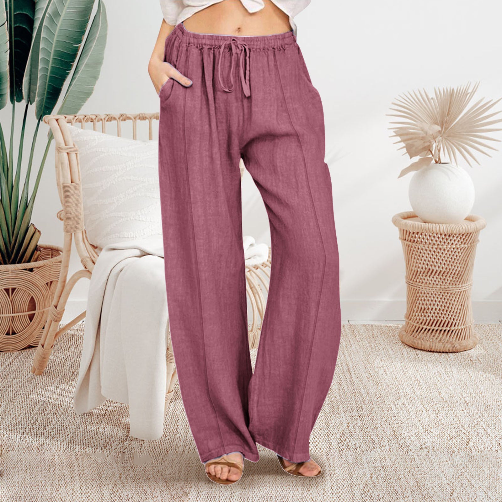 Damen Luftige Leinen-Hose Sovae