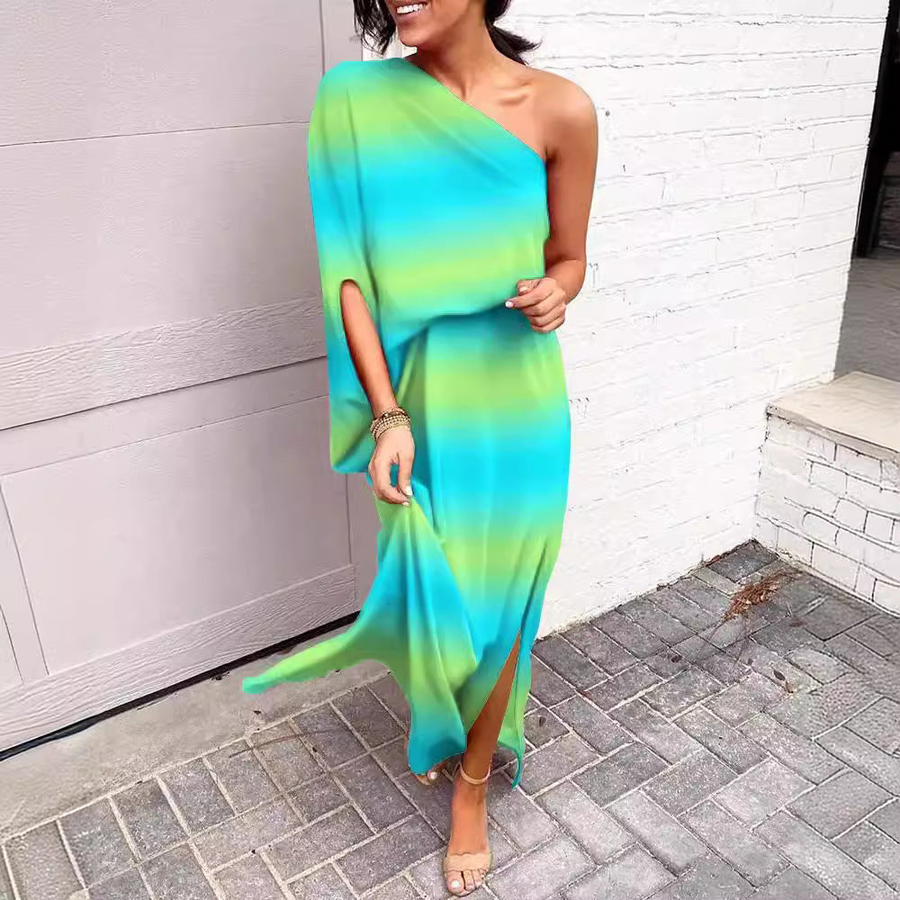 Damen asymmetrisches Maxikleid mit floralem Design Sovae