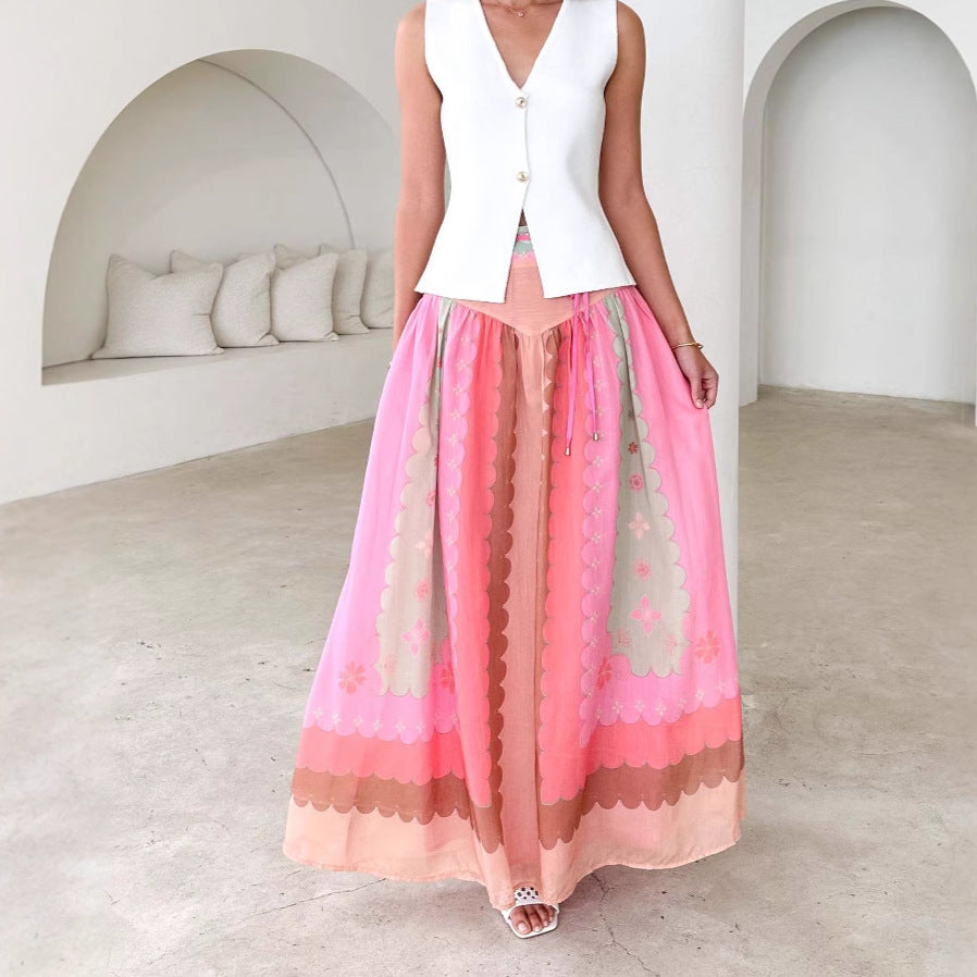 Damen Maxi-Rock mit buntem Grafikdesign Sovae