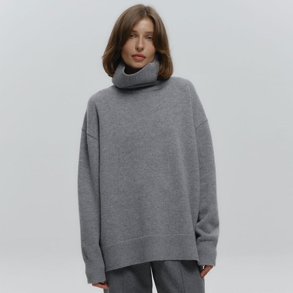 Damen Overgröße Rollkragenpullover aus weicher Wolle Sovae