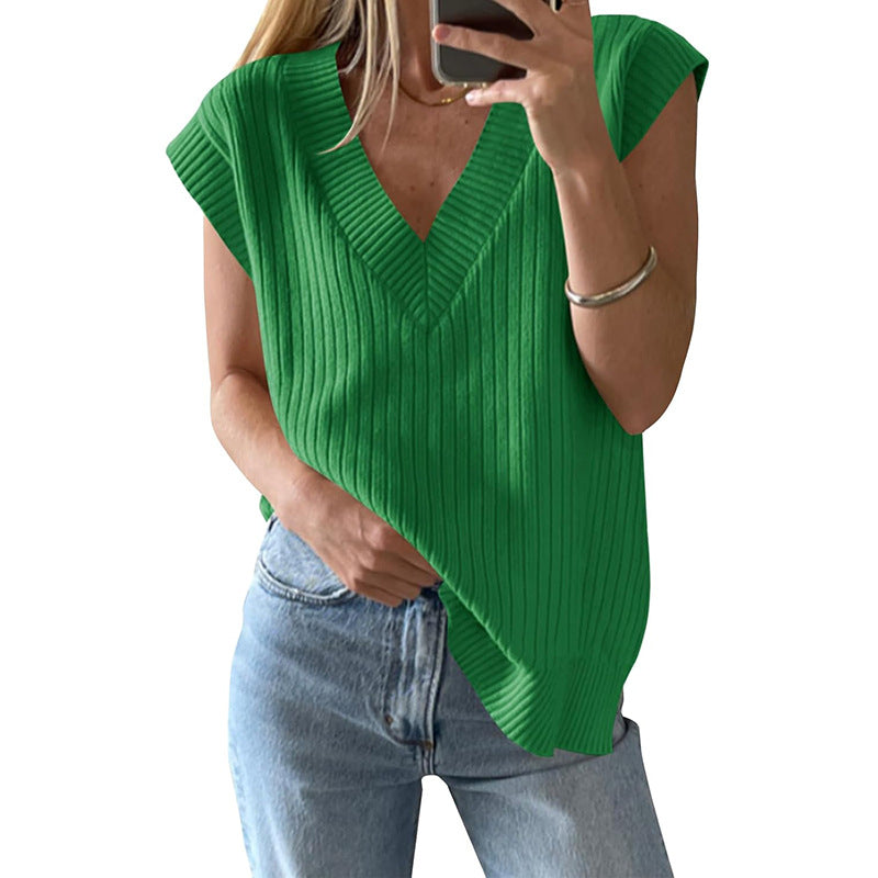 Damen Stricktop mit V-Ausschnitt und legerem Schnitt Sovae