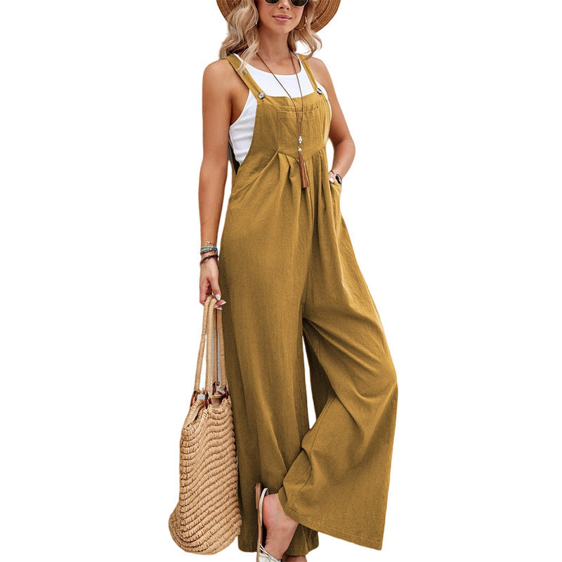 Damen lässiger Jumpsuit mit breiten Beinen und modischen Trägern Sovae