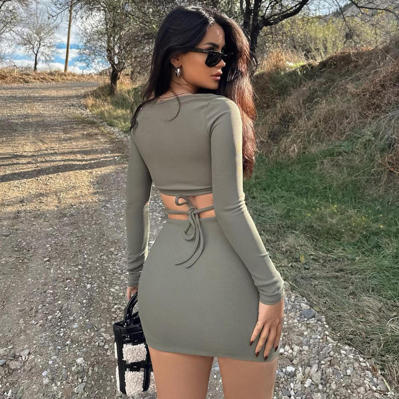 Damen Figurbetontes Minikleid mit transparenten Einsätzen Sovae