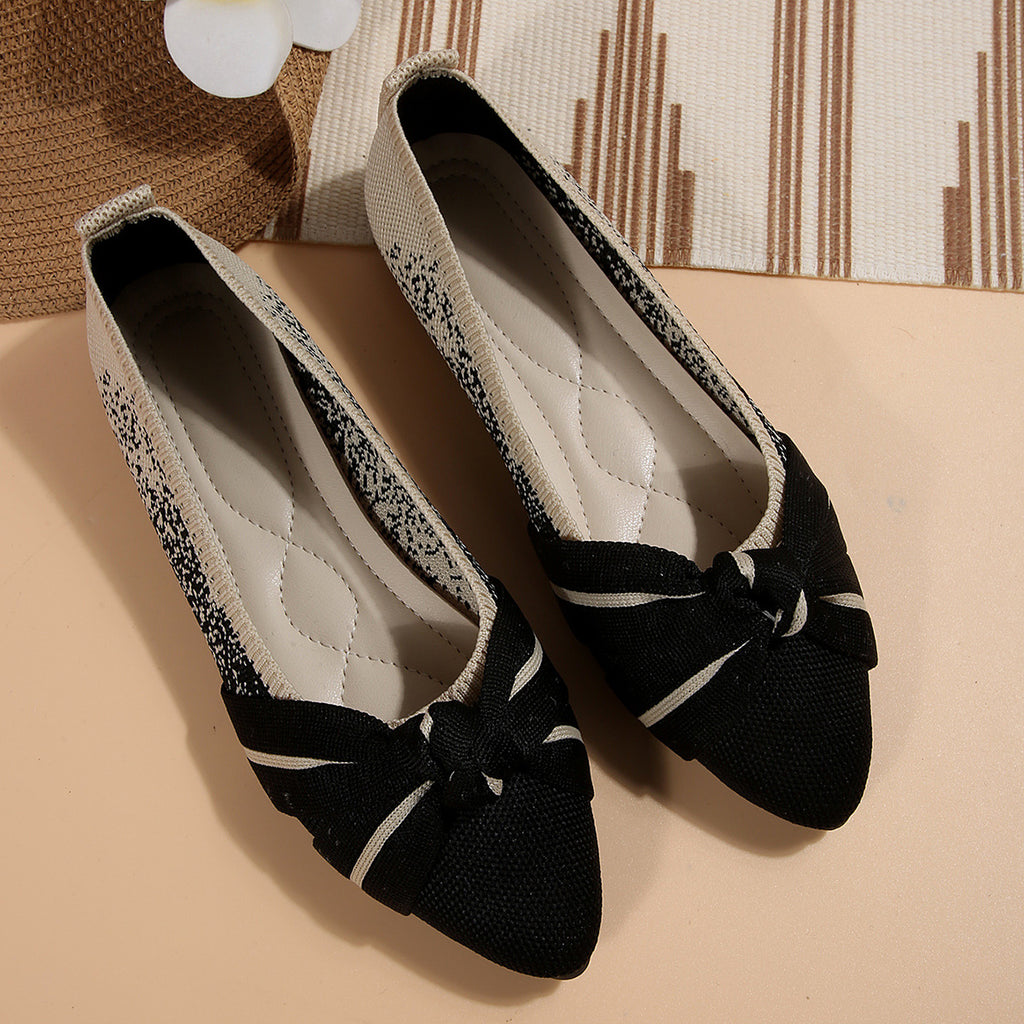 Damen elegante spitze Ballerinas mit Schleifen-Detail Sovae
