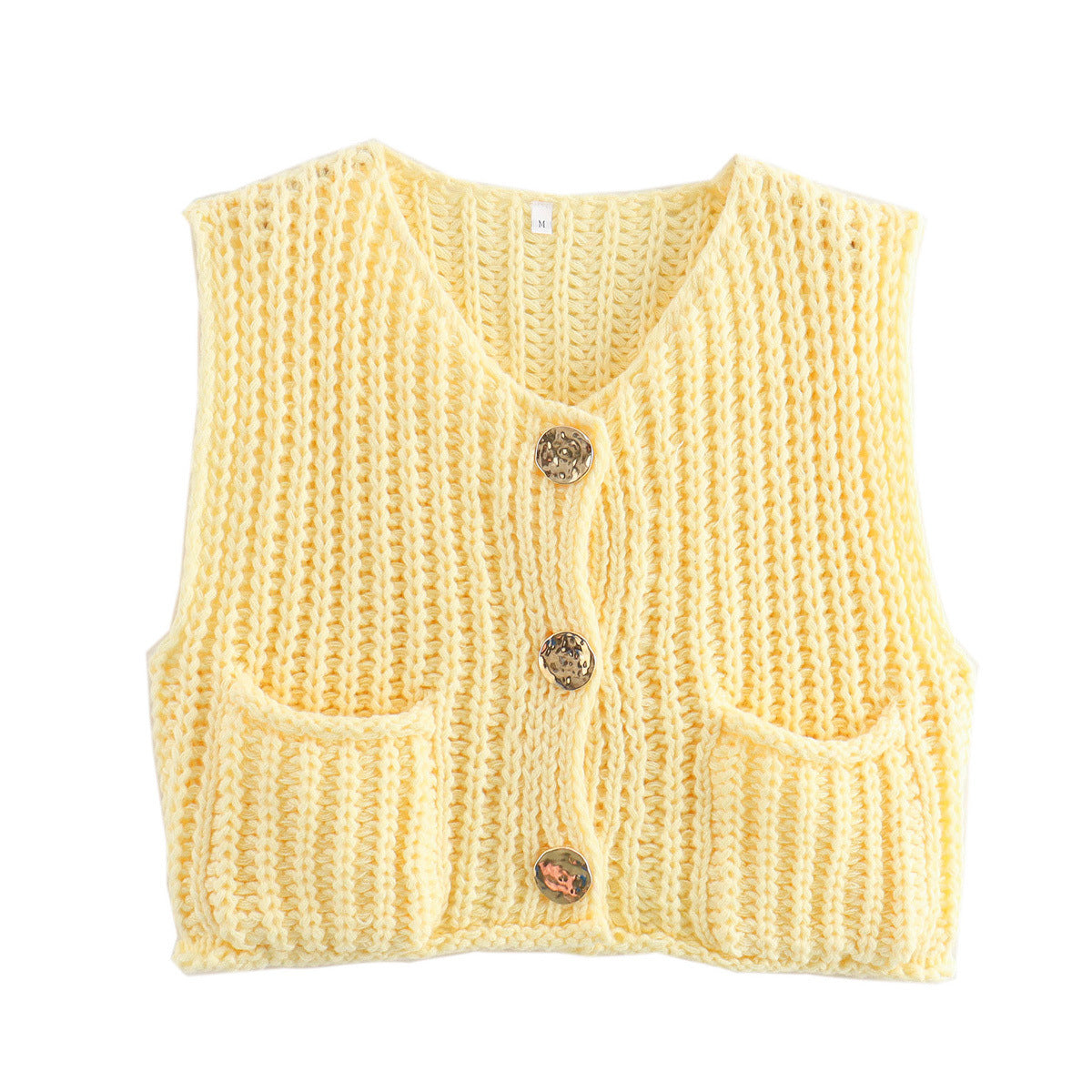 Damen Strickweste mit Taschen und Knopfdetail Sovae