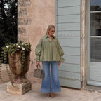 Damen lässige Bluse mit eleganten Rüschendetails und hohem Kragen Sovae