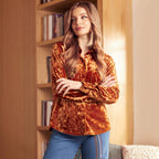 Damen Luxuriöse Veloursbluse Sovae