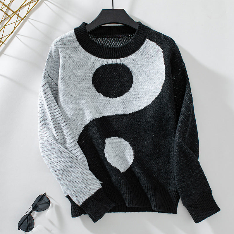 Damen modischer Pullover mit Yin-Yang-Motiv Sovae