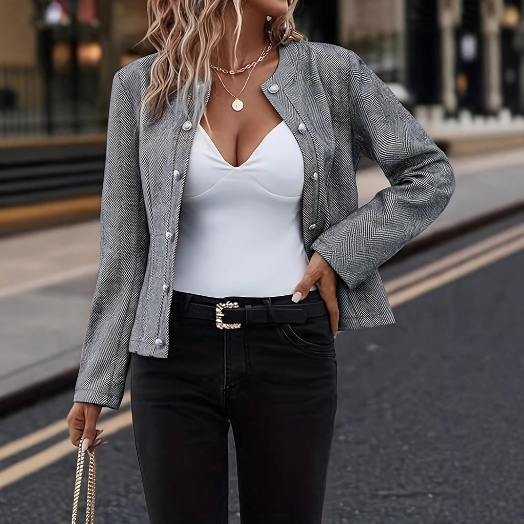 Damen modische Designerjacke mit strukturiertem Herringbone-Muster Sovae