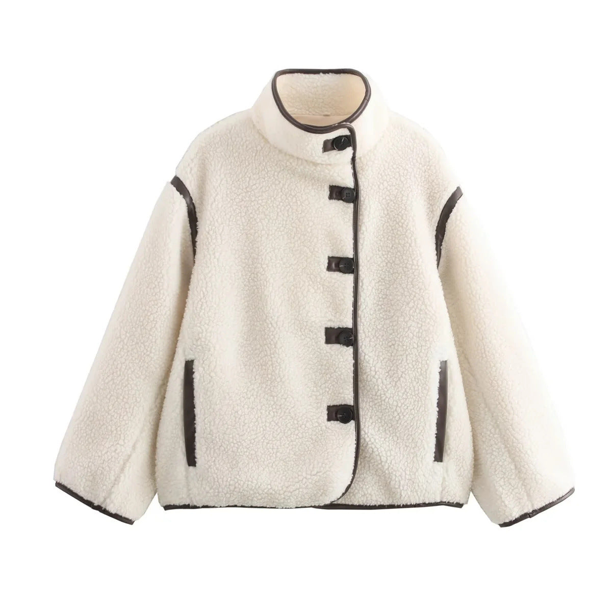 Damen Kuschelige Fleecejacke mit hohem Kragen und praktischen Taschen Sovae
