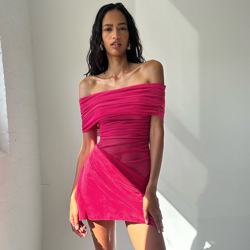 Damen Minikleid mit asymmetrischem Schnitt und Raffungen Sovae