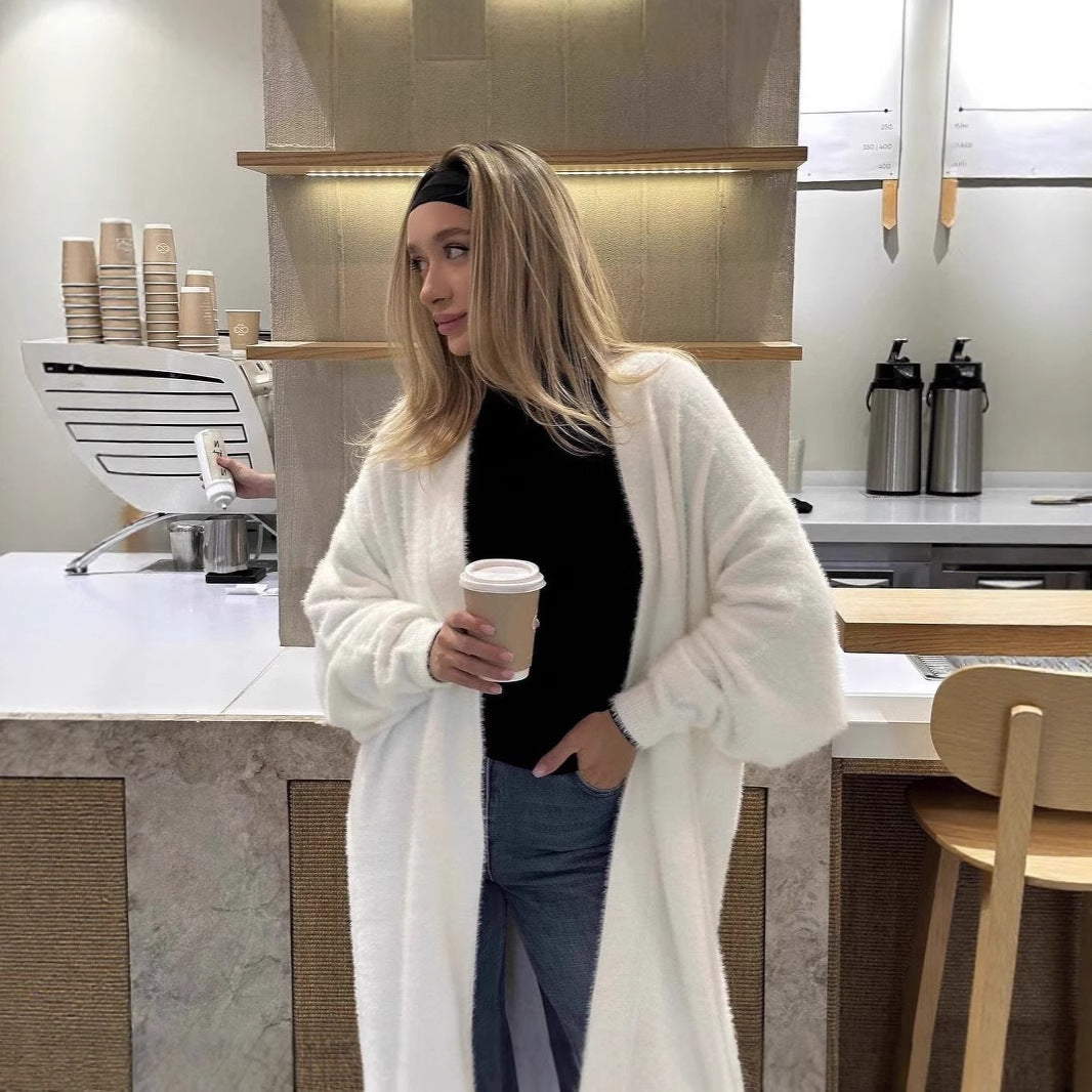 Damen Flauschiger Langstrickcardigan Sovae