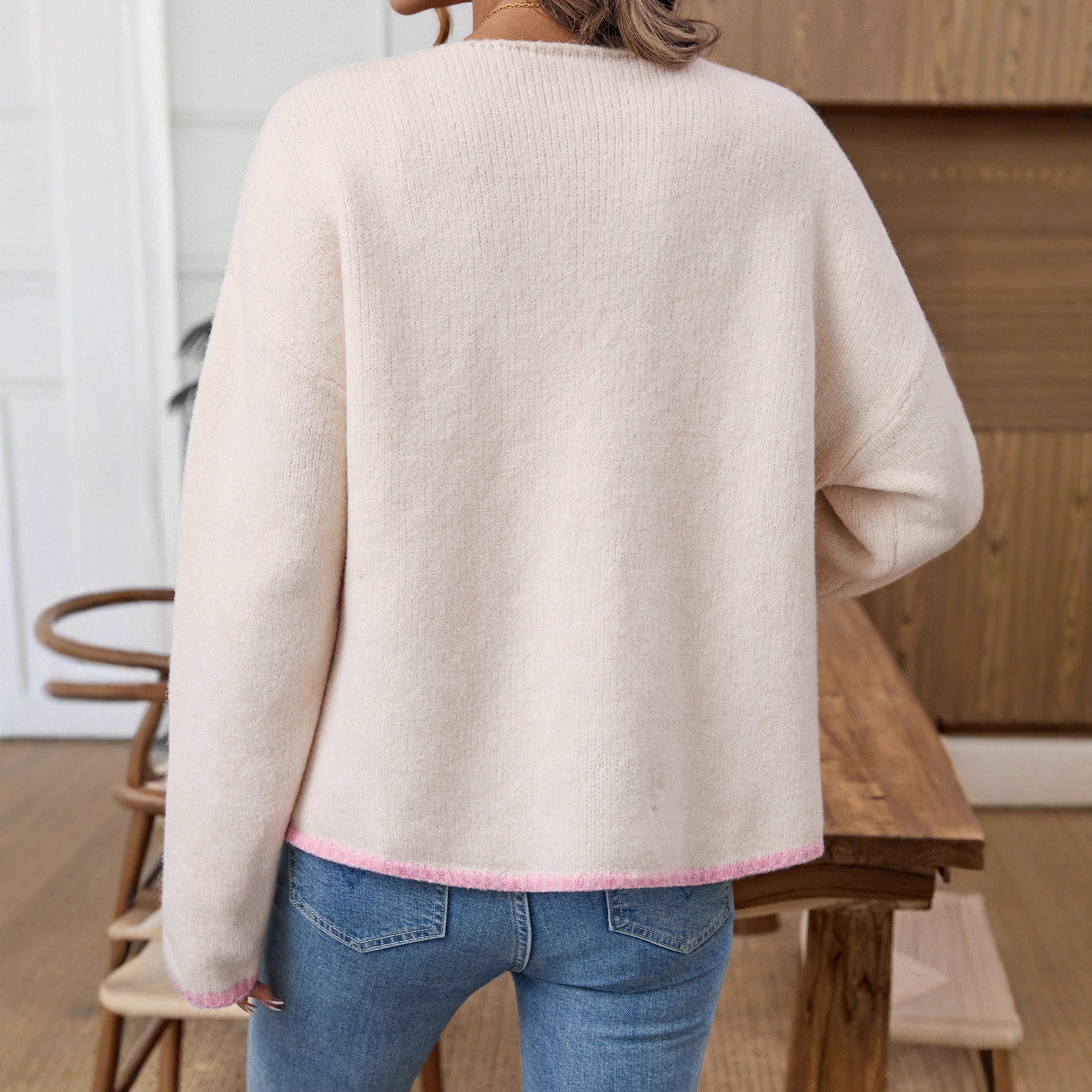 Damen Strickjacke mit eleganten Bindebändern und Taschen Sovae