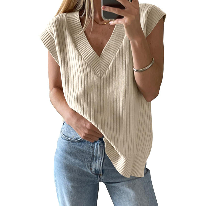 Damen Stricktop mit V-Ausschnitt und legerem Schnitt Sovae