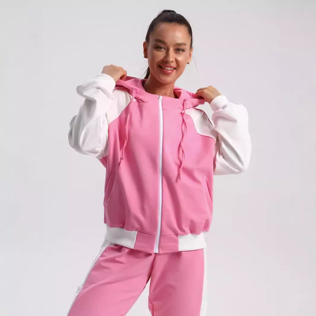 Damen sportlicher Fleece-Jogginganzug mit modischem Reißverschluss Sovae
