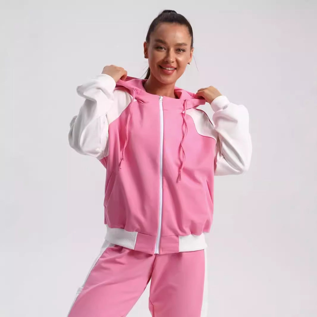 Damen sportlicher Fleece-Jogginganzug mit modischem Reißverschluss Sovae