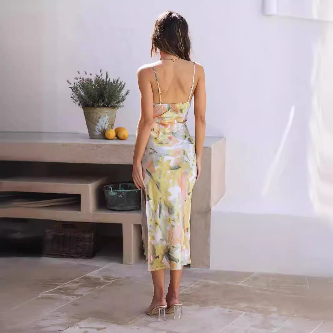 Damen Sommerliches Maxikleid mit stilvollem Seitenschlitz Sovae