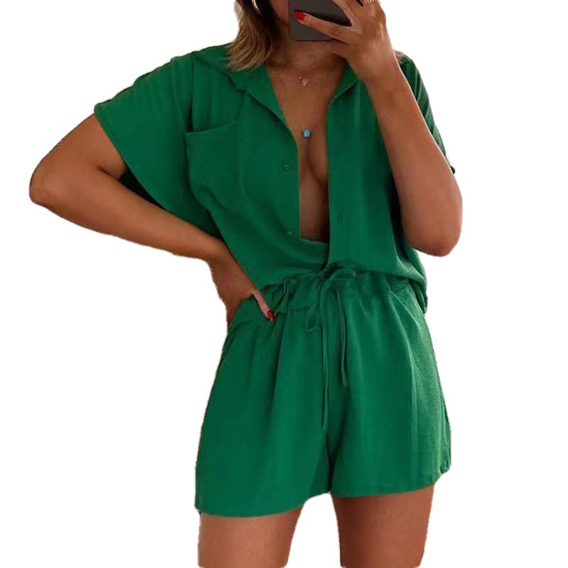 Damen modischer Kurzoverall mit Gürtel Sovae