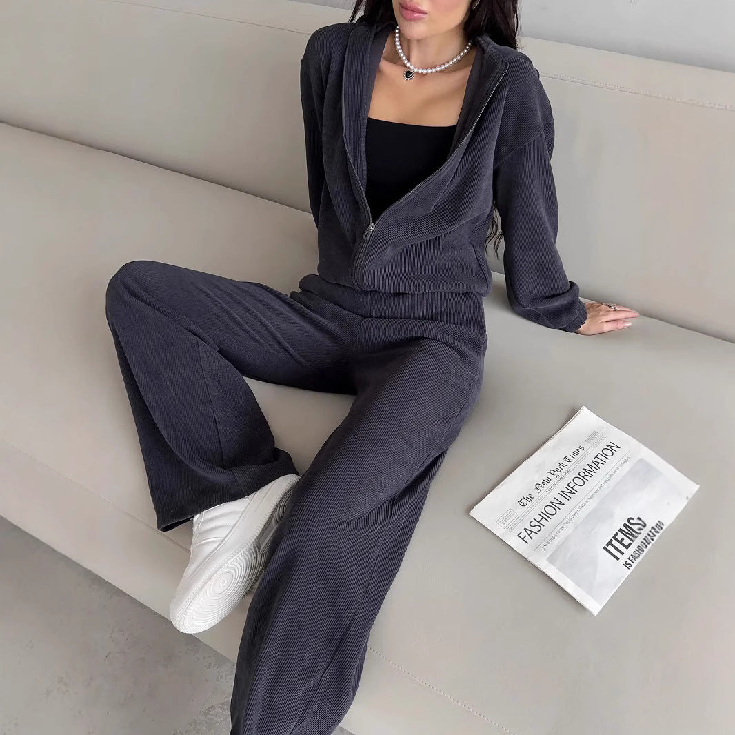 Damen cropped Kapuzenpullover aus geripptem Material Sovae