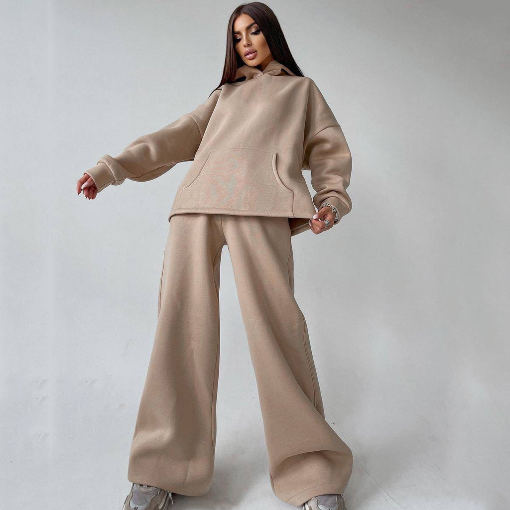 Damen Sportlicher Fleece-Zweiteiler mit weitem Schnitt Sovae