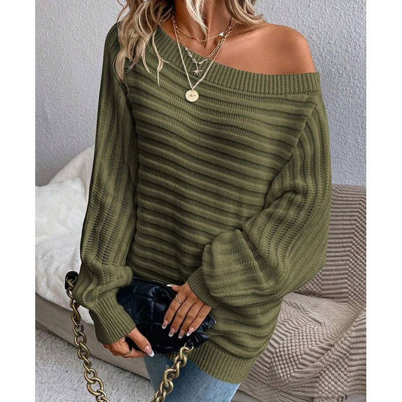 Damen lockerer Strickpullover mit asymmetrischem Schnitt Sovae