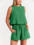 Damen Bequemes Jumpsuit mit weitem Schnitt und praktischen Taschen Sovae