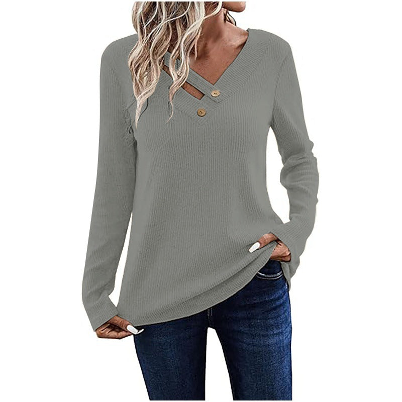 Damen Langarmshirt mit Knopfdetails Sovae