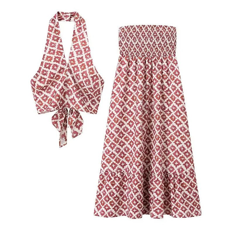 Damen Maxikleid mit raffiniertem Oberteil und floralem Design Sovae