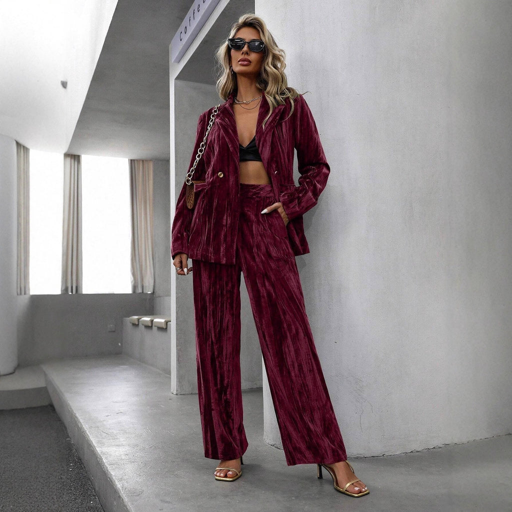 Damen Elegantes und bequemes Samtanzug-Set Sovae