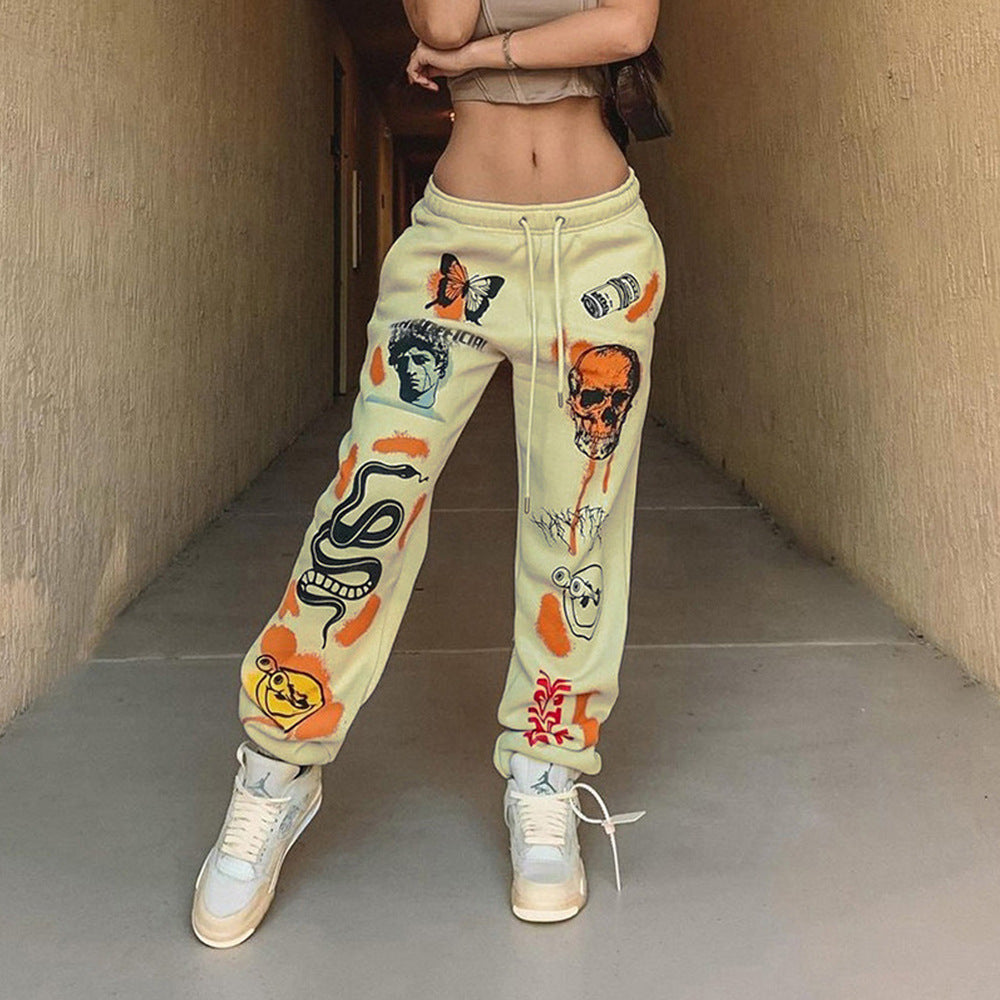 Damen auffällige Sweatpants mit grafischen Druckmotiven Sovae