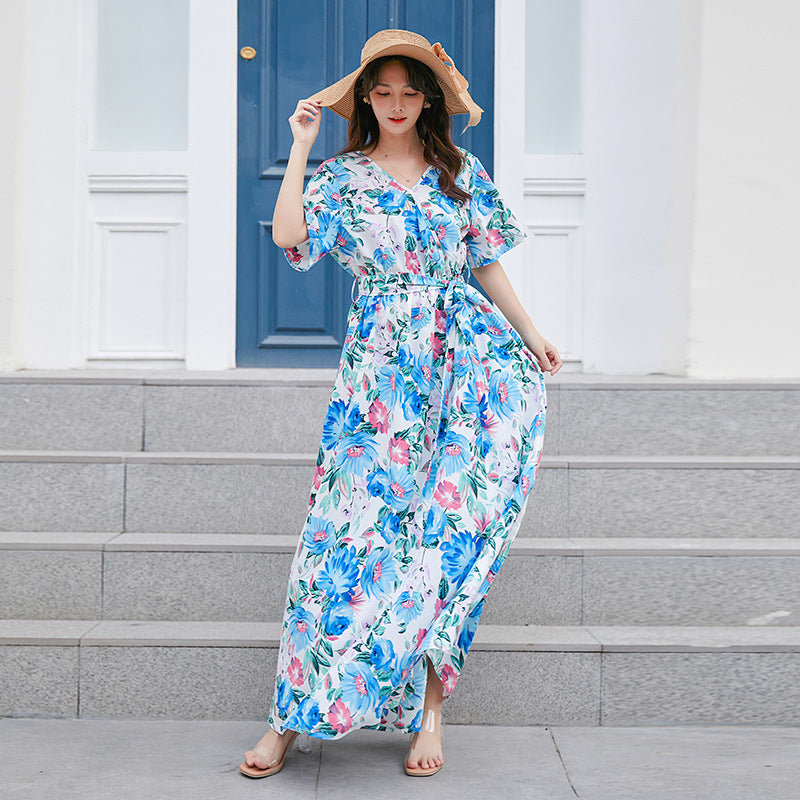 Damen Maxikleid mit floralem Design Sovae