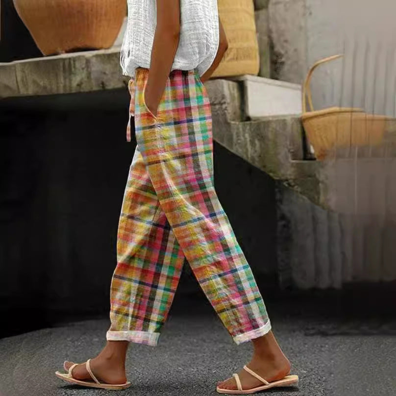 Damen lässige Karohose Sovae