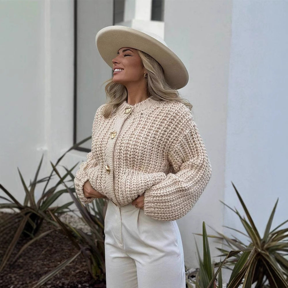 Damen Strickjacke mit nachhaltigen Materialien und dekorativen Knopfdetails Sovae
