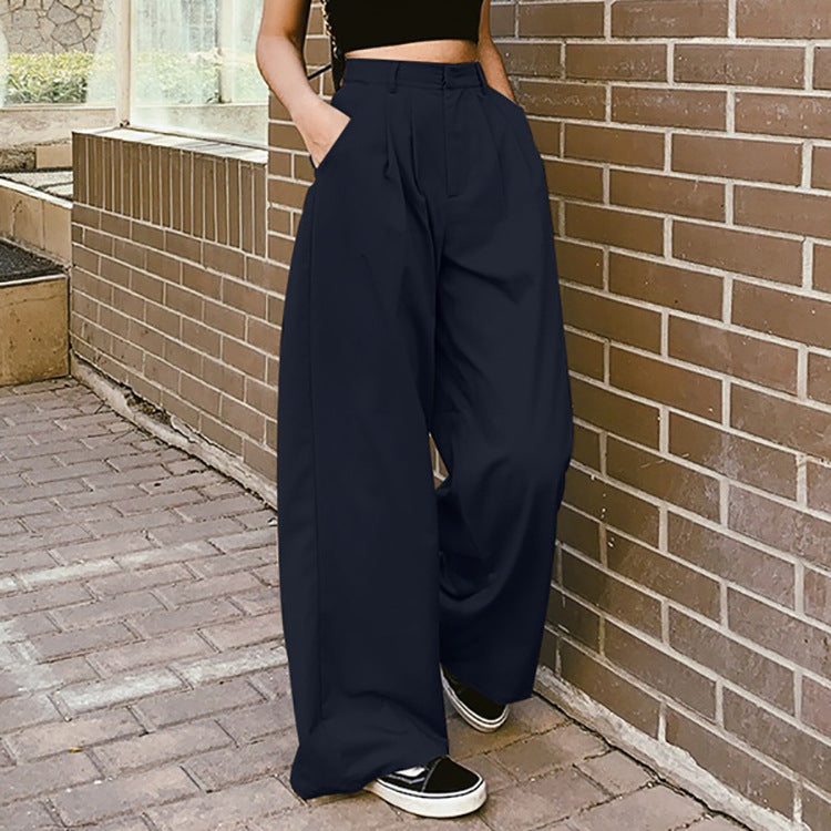 Damen Weite High-Waist-Hose Sovae