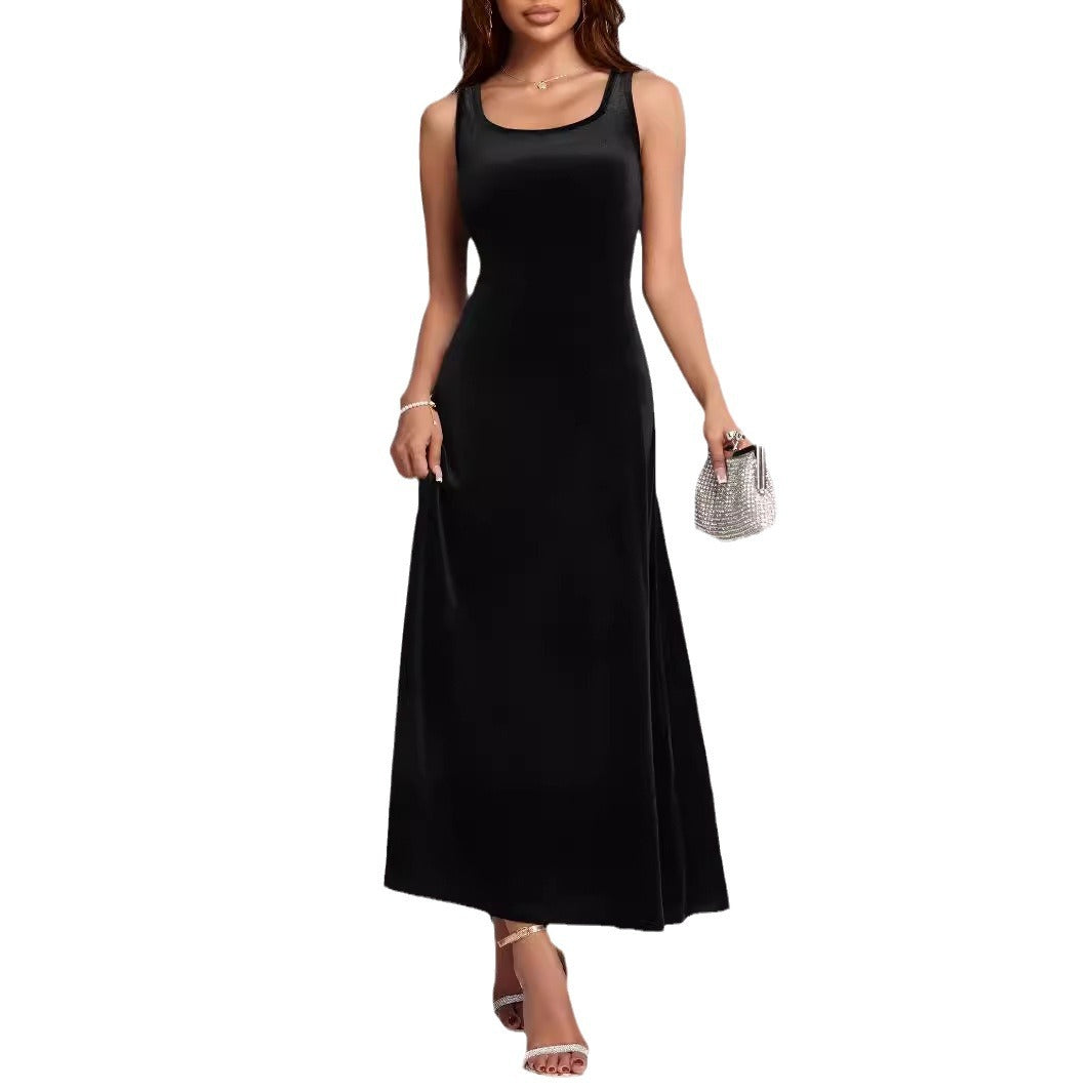 Damen elegantes Maxikleid mit schmalem Schnitt und fließendem Fall Sovae