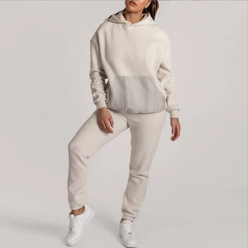 Damen gemütliches Fleece-Hoodie- und Jogginghosen-Set Sovae
