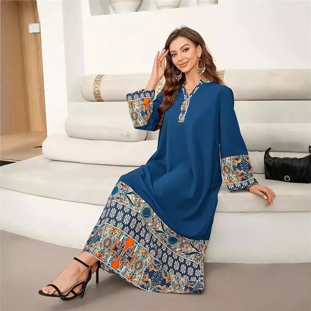 Damen boho-inspiriertes Maxidress mit bunten Paneelen Sovae