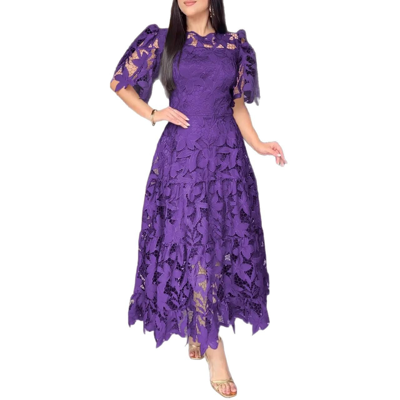 Damen Maxikleid aus eleganter Spitze Sovae