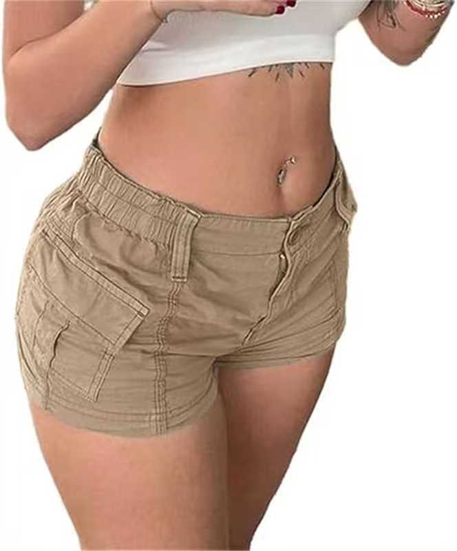 Damen Modische Cargo-Shorts mit elastischem Bund und praktischen Taschen Sovae