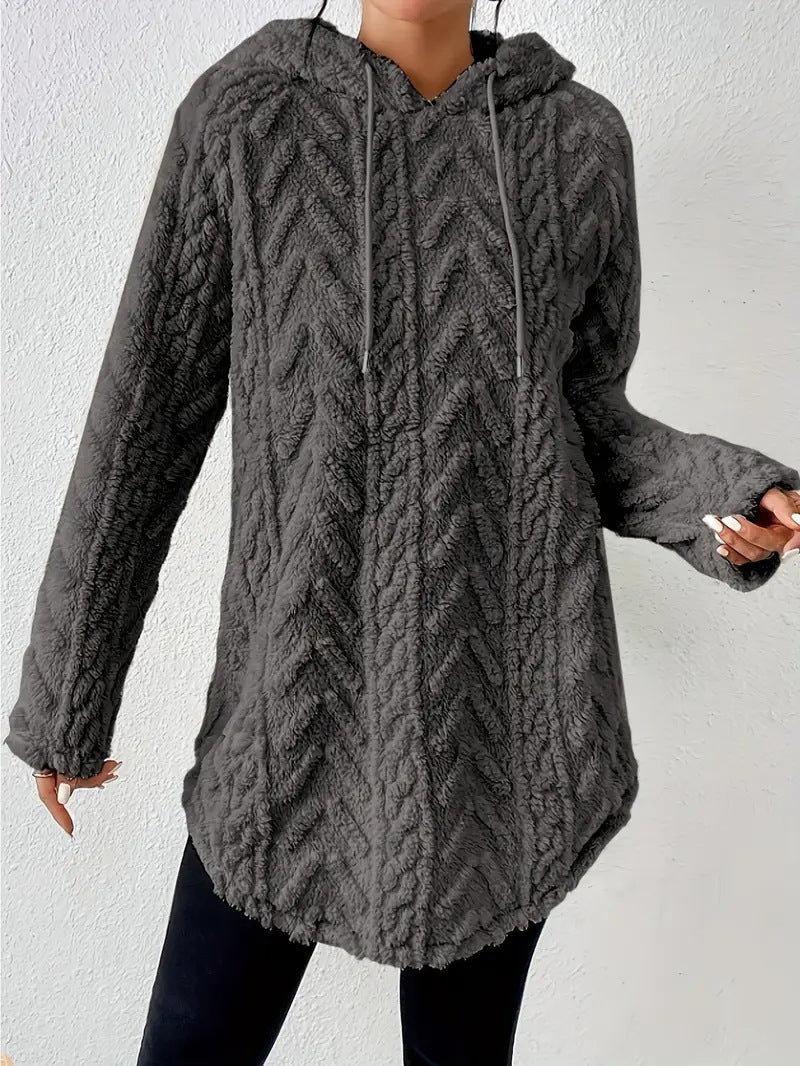 Damen Kuschelige Kapuzenjacke mit strukturiertem Fleece Sovae