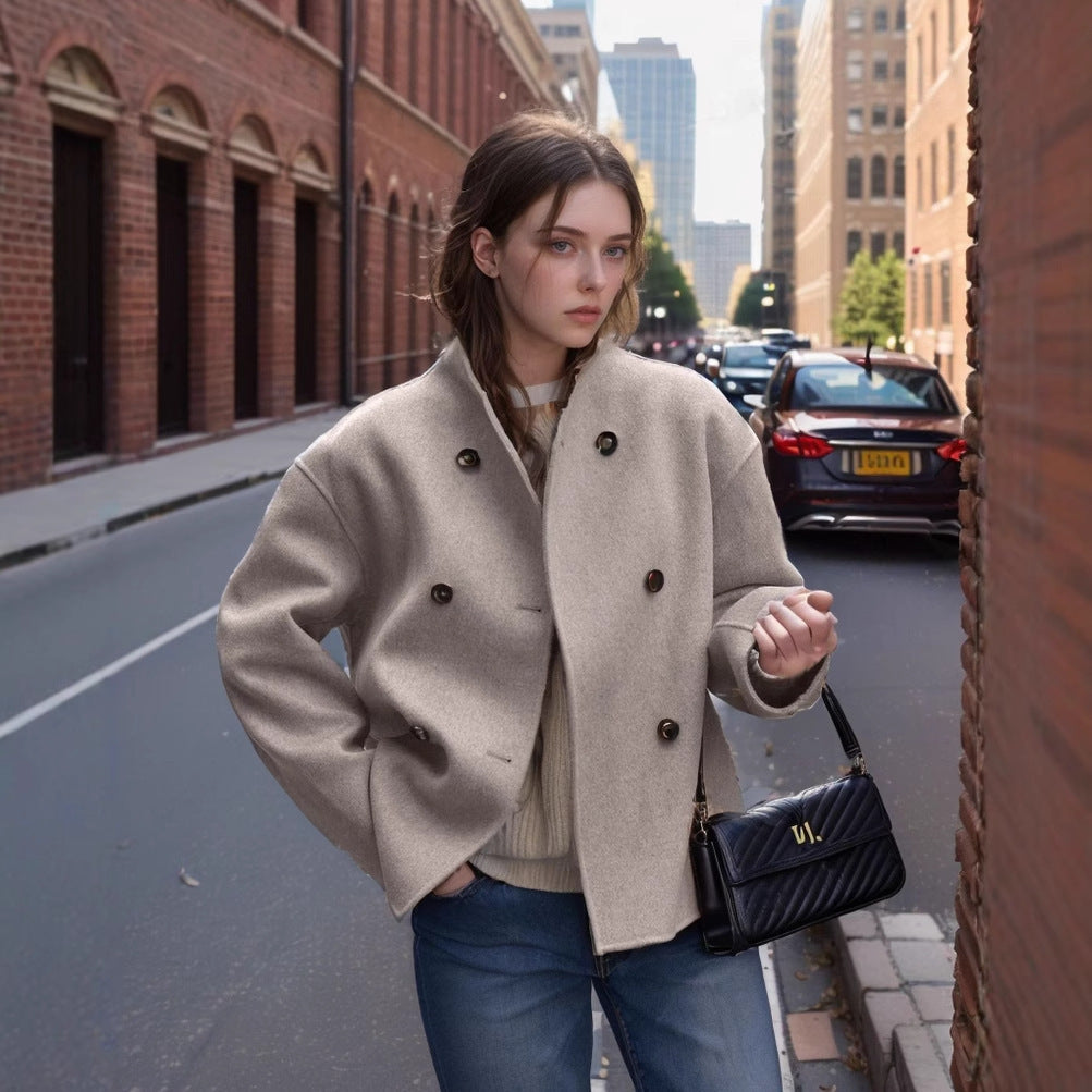 Damen modische cropped Jacke im strukturierten Design Sovae