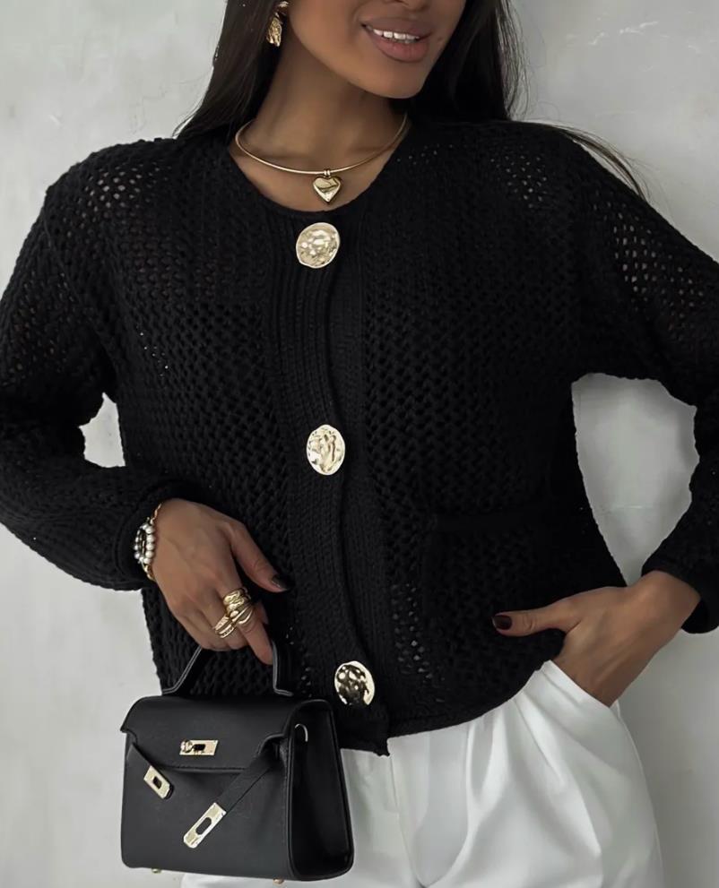 Damen Strickjacke mit Struktur und praktischen Taschen Sovae