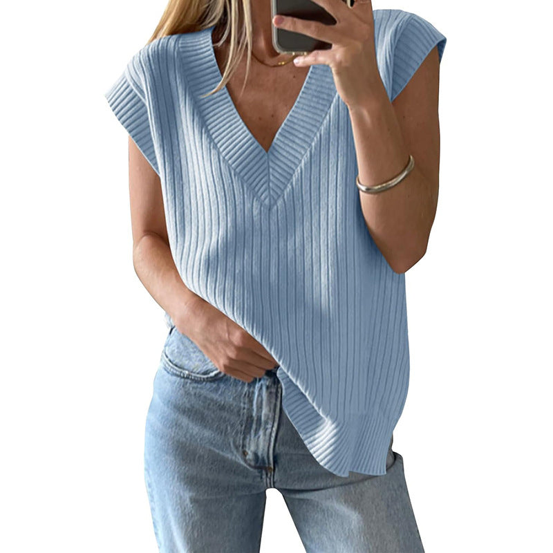 Damen Stricktop mit V-Ausschnitt und legerem Schnitt Sovae