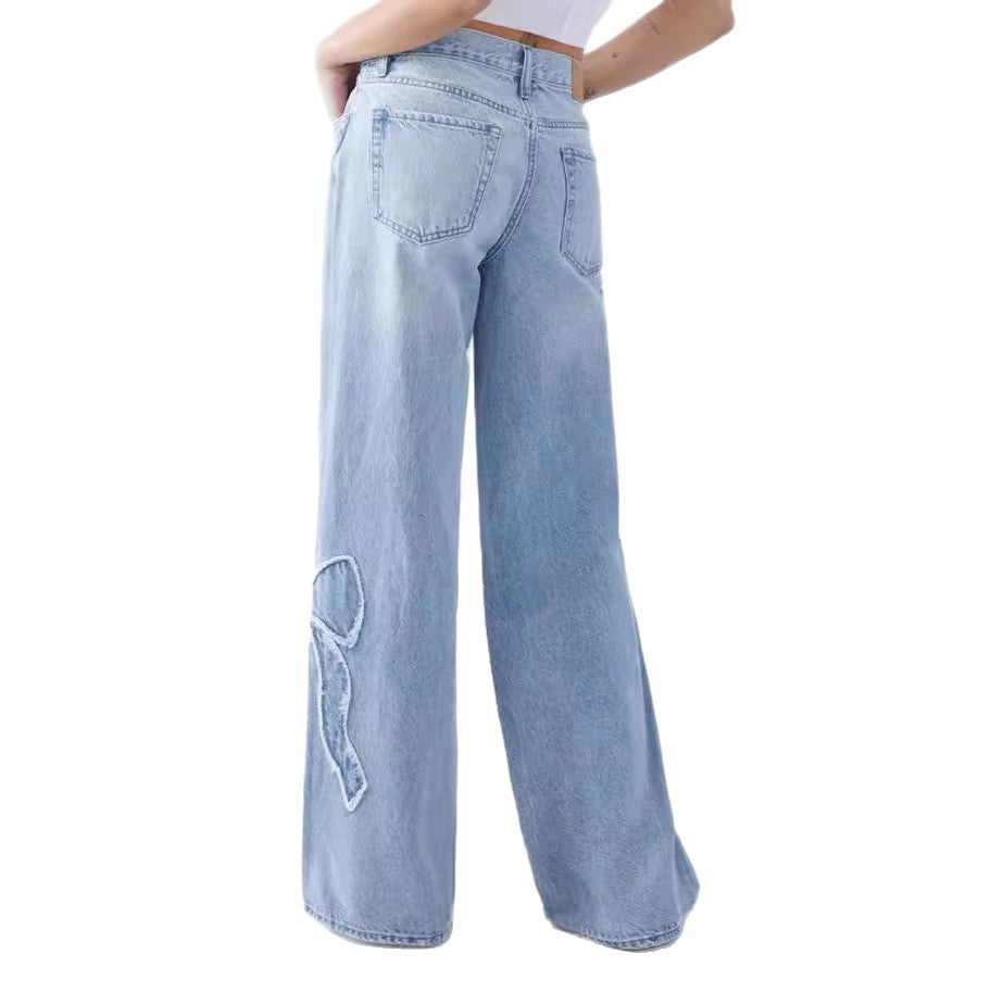 Damen Relaxed Fit Jeans mit modischen Rissen Sovae