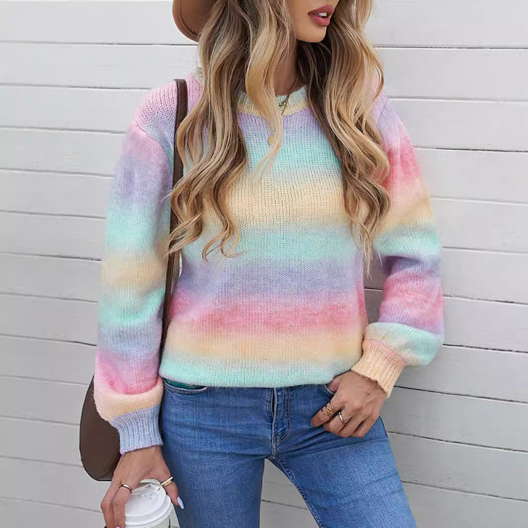 Damen modischer Pullover mit sanften Farbverlauf und relaxed Fit Sovae