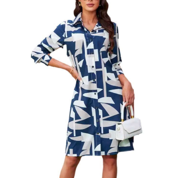 Damen Hemdkleid mit grafischem Muster Sovae