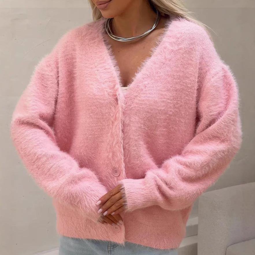 Damen Kuscheliger Strick-Cardigan mit Knopfleiste und feiner Textur Sovae
