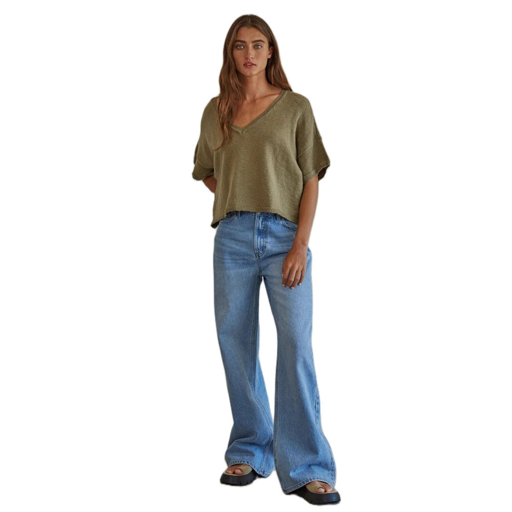 Damen Weit geschnittene Jeans mit hohem Komfort und modernen Details Sovae