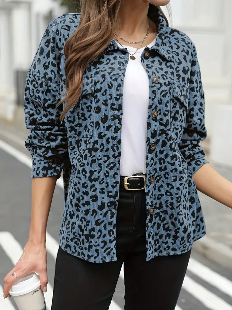 Damen Flanelljacke mit Leopardenmuster Sovae